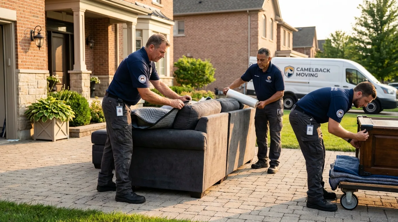 Large estate moving crew wrapping furniture in Rydal, GA
